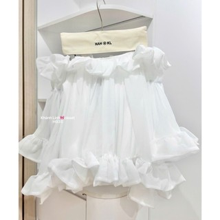 Váy trễ vai babydoll mix voan trong form rộng  tay dài nhún bí bồng xoè xinh xắn tiểu thư cho nàng - BaoTrang.clothes