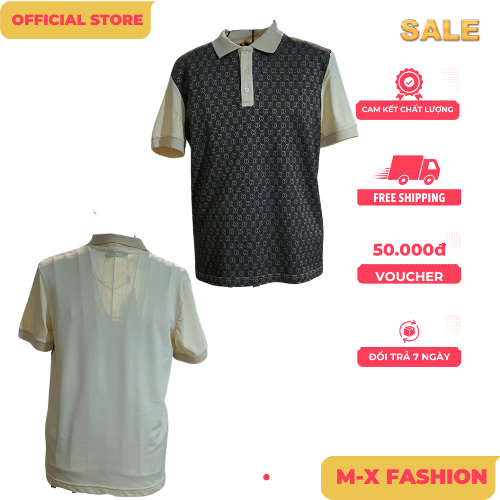 ÁO polo nam cổ tròn họa tiết tay ngắn phong cách trẻ trung chuẩn from