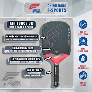(Hàng Cao Cấp) Vợt Pickleball F-Sports Air Force – Raw T700 / 3K Carbon Ép Nhiệt – Nhám Tự Nhiên, Đánh Êm, Tạo Xoáy Tốt