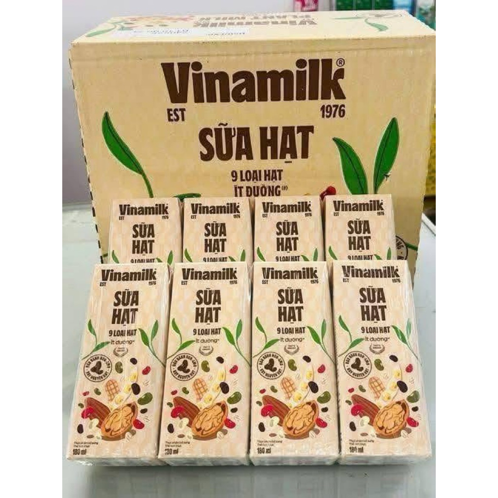 {Hot} Sữa Hạt Vinamilk 9 loại hạt ít đường 180ml