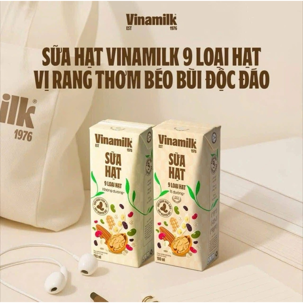 {Hot} Sữa Hạt Vinamilk 9 loại hạt ít đường 180ml