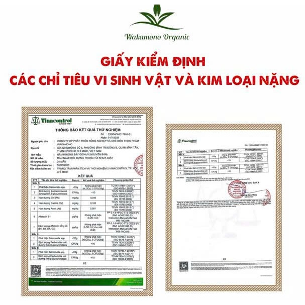 Nấm hương sấy giòn Wakamono Organic Sỉ 10 gói (55g/gói)– Không dầu, snack ăn vặt healthy giòn rụm, ngọt tự nhiên.