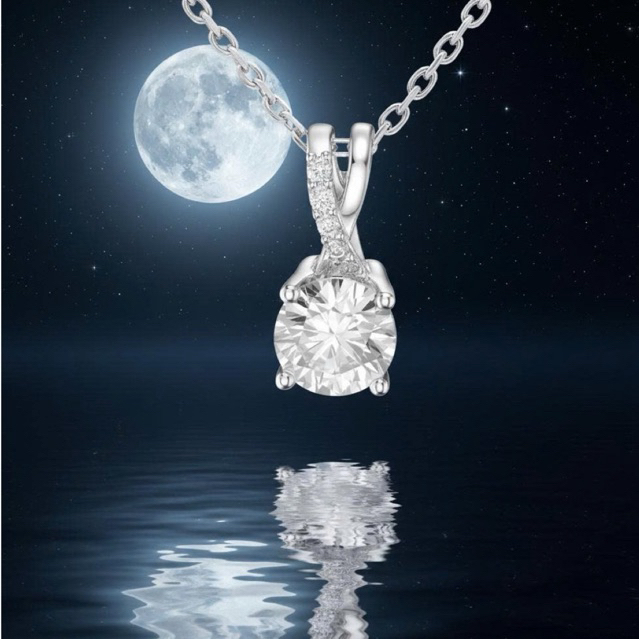 Mặt dây chuyền bạc 925 Đá CZ móc đôi đính đá Luna Jewelry