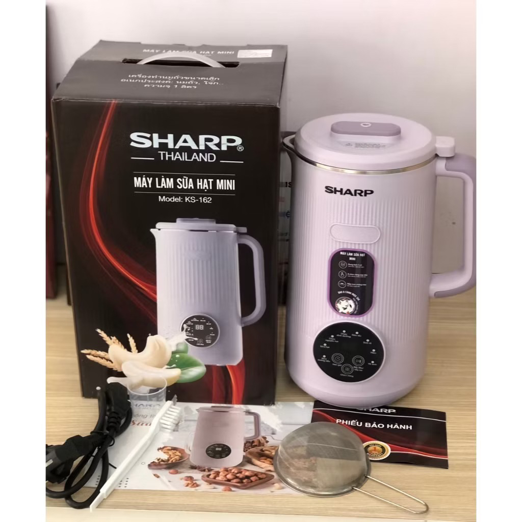 Siêu giảm giá 50% Máy Làm Sữa Hạt Sharp KS-162 Nắp INOX Dung Tích 1 Lít Bảo Hành 12 Tháng