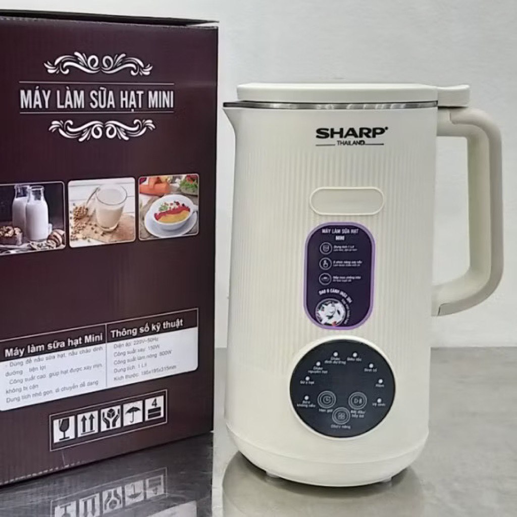 Siêu giảm giá 50% Máy Làm Sữa Hạt Sharp KS-162 Nắp INOX Dung Tích 1 Lít Bảo Hành 12 Tháng