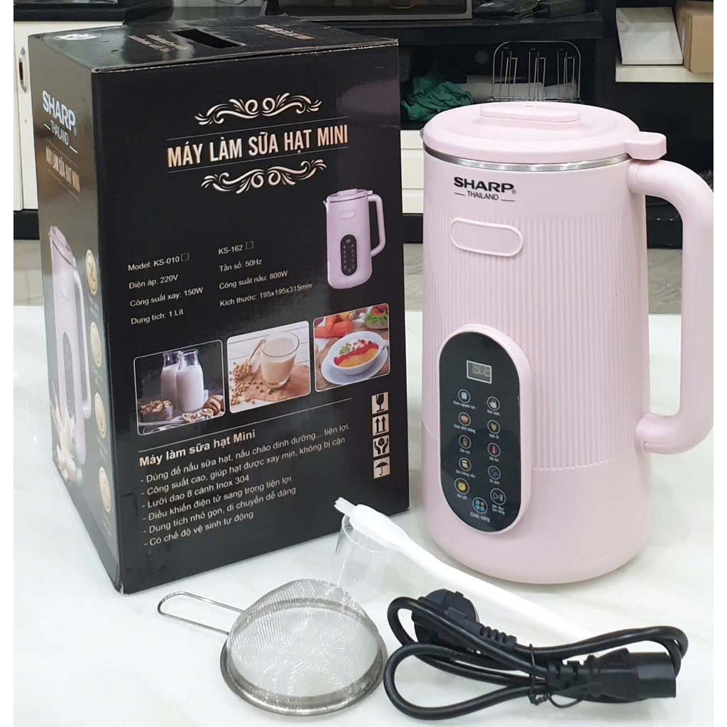 Siêu giảm giá 50% Máy Làm Sữa Hạt Sharp KS-162 Nắp INOX Dung Tích 1 Lít Bảo Hành 12 Tháng