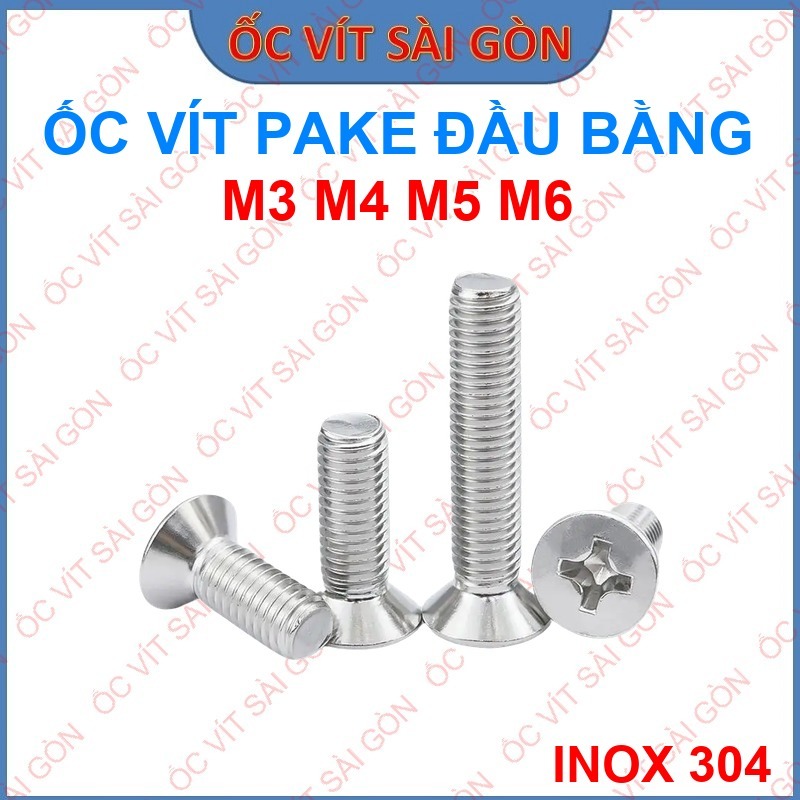 Ốc Pake Đầu Bằng Inox 304 - Vít Đầu Chìm- Dùng Cho Máy Móc, Điện Tử ...