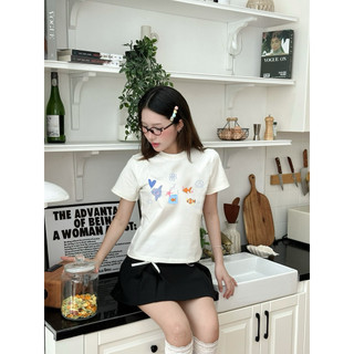 Áo Thun Nữ Baby Tee "Fish" - Kraken Drk 250gsm cotton 2 chiều