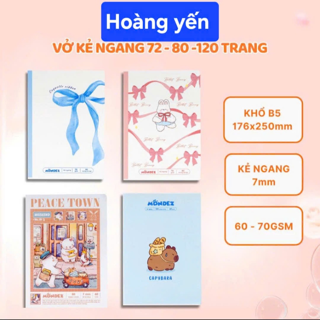 Combo 5/10 Vở Kẻ Ngang B5 MONDEZ - CLASSMATE 72/80/120/200 Trang Vở Viết 60/70gsm Bìa Thiết Kế Đẹp - Hoàng Yến