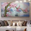 Tranh Hoa Đào Tráng Gương Phong Thủy May Mắn Treo Phòng Khách - OHA Decor