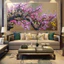 Tranh Hoa Đào Tráng Gương Phong Thủy May Mắn Treo Phòng Khách - OHA Decor