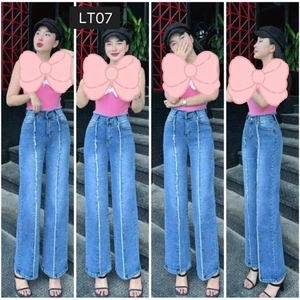 Quần Jeans Nữ, Quần Bò Nữ Ống Suông Dài Lưng Cao Co Giãn
