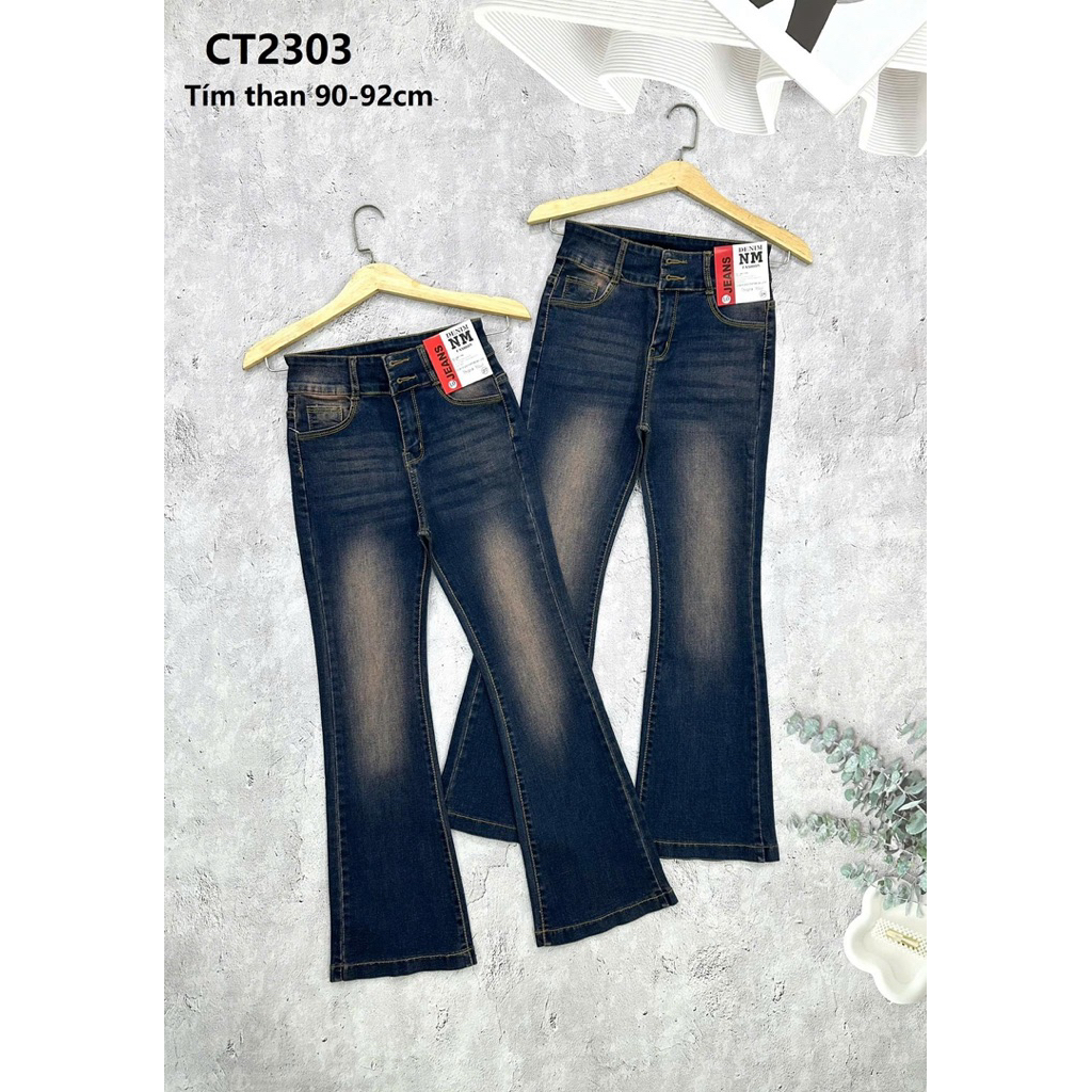Quần Jeans 9 Tấc Nữ Ống Loe Lưng Cao Co giãn 4 chiều