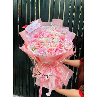 Bó hoa sáp mix 30 bông, 35 bông dáng dài siêu to xinh xắn [Quà tặng sinh nhật, valentine, 8/3, 20/10, noel...]