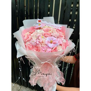 Bó hoa sáp mix 30 bông, 35 bông dáng dài siêu to xinh xắn [Quà tặng sinh nhật, valentine, 8/3, 20/10, noel...]