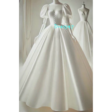 (Ảnh thật) Váy cưới thiết kế cô dâu, Đầm cưới chụp ảnh mặc được tùng phồng to lớn