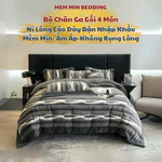 Bộ chăn ga thu đông gối 4 món nỉ lông cáo MemMinBedding hàng nhập khẩu cao cấp, chất liệu nỉ dày dặn, ấm áp - L4297 — ảnh 1