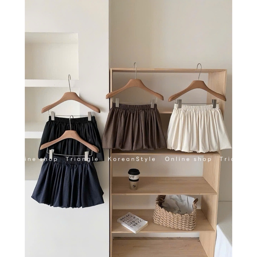 TRIANGLE - Trio Set (Cân nhắc kỹ, return is not welcomed)- Mix set áo thun kẻ ngang và chân váy bí Hàn Quốc