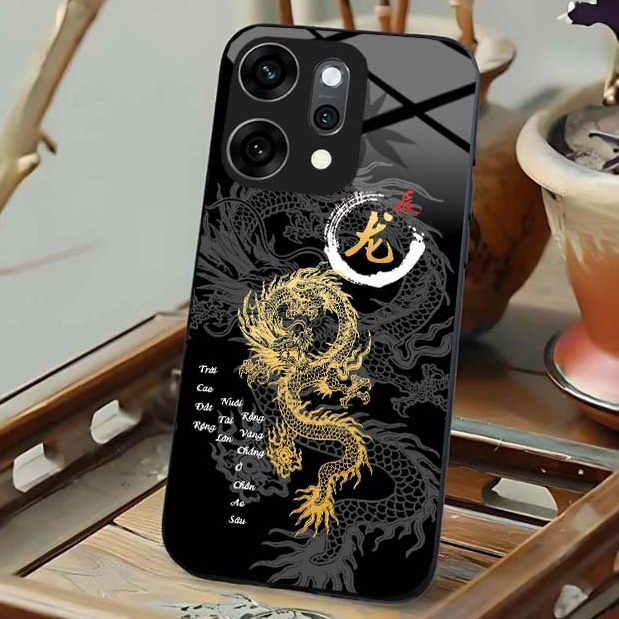 Ốp Lưng Cho OPPO RENO 14, RENO 14F, RENO 14 PRO Mặt Lưng Kính Cường Lực 12 Con Giáp Thư Pháp