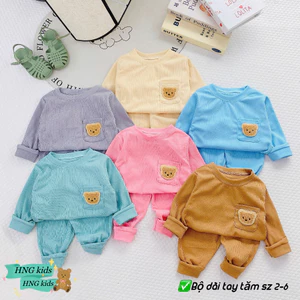 Đồ Bộ Dài Tăm Lạnh Dầy cho bé mặc mùa lạnh, Size 6 -16kg, in rõ nét, mềm mại