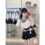 Sét Váy Nữ Sang Chảnh Tặng 2 Charm Gấu Bông Phối Khăn Thuỷ Thủ Mazo Mix Chân Váy Xếp Basic Dễ Thương