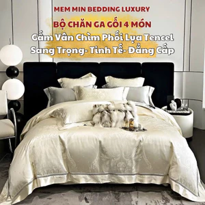 Bộ chăn ga gối gấm tencel MemMinbedding Luxury bóng mịn mang vẻ đẹp sang trọng và tinh tế