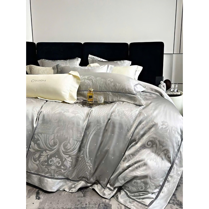 Bộ chăn ga gối gấm tencel MemMinbedding Luxury bóng mịn mang vẻ đẹp sang trọng và tinh tế