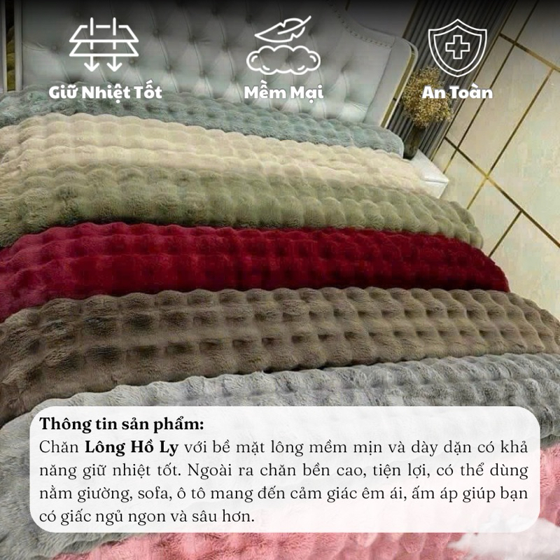 Chăn lông cáo hồ ly kích thước 200x230cm nặng 5.5~6kg MemMinbedding Luxury dày dặn, ấm áp, hàng loại 1- (CH98)