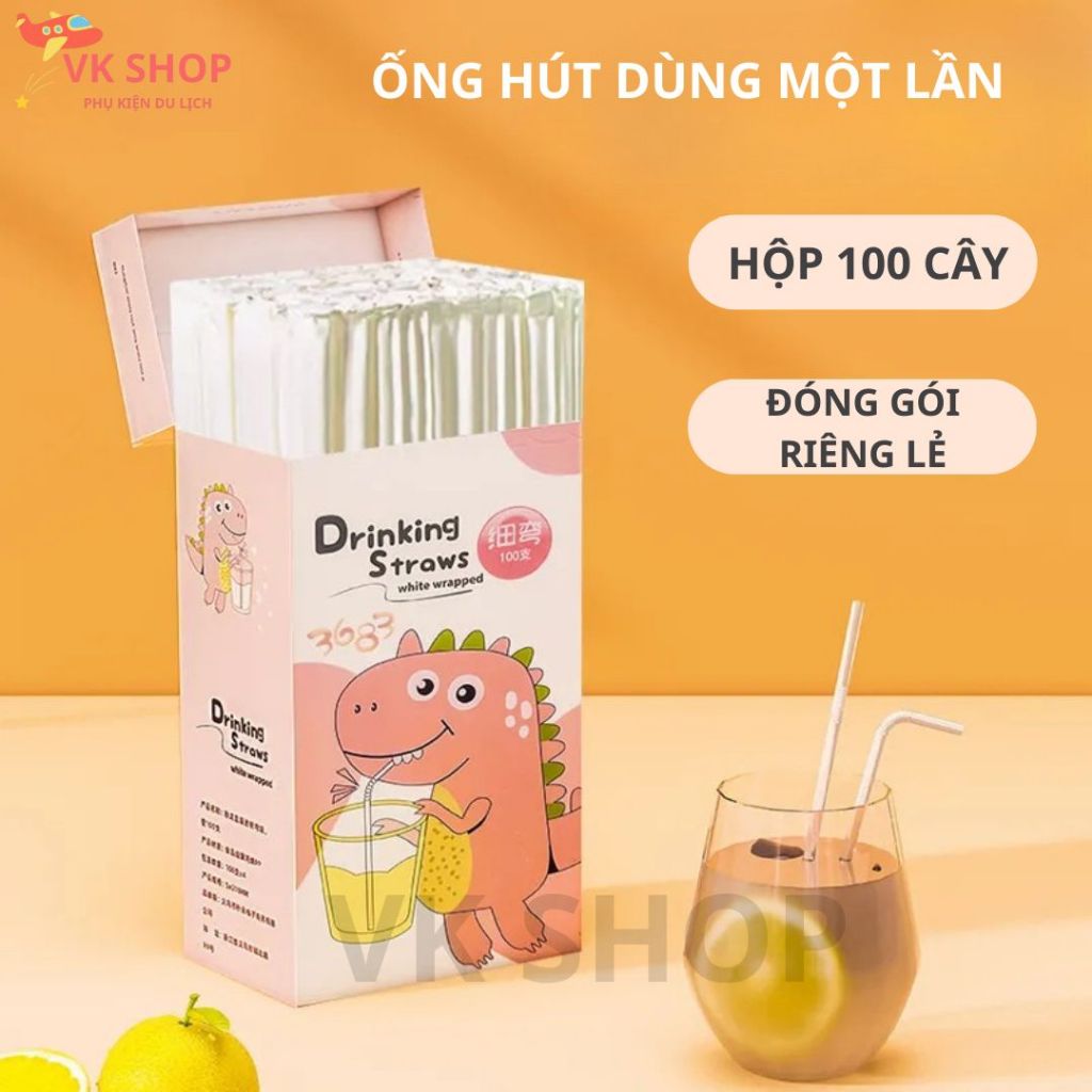 Ống Hút Dùng 1 Lần Tiện Lợi Vệ Sinh,Hộp 100 Cây, Ống Hút Nhựa Tiện Lợi Cho Tiệc, Sự Kiện, Du Lịch