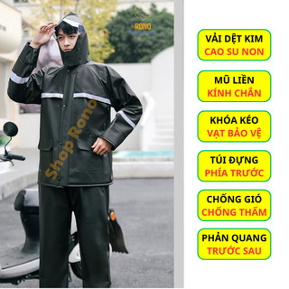 Bộ Quần Áo Mưa Vải Dệt Kim, PVC, Cao Su Non, Mềm Mại, Chống Thấm, Có Giải Phản Quang An Toàn Xe Máy