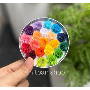 Hoa hồng bi ~2cm handmade làm từ giấy mỹ thuật đủ màu cầu vòng