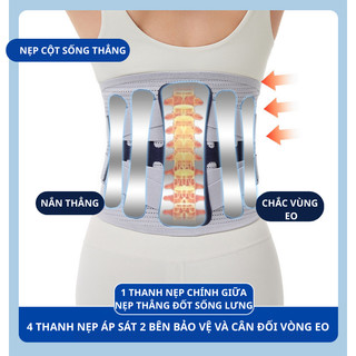 Đai Lưng Định Hình Cột Sống 5 Thanh Thép - Nẹp Thẳng Cột Sống Thắt Lưng, Chống Đau Lưng, Thoái Hóa, Thoát Vị