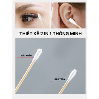 Combo 5 hộp que tăm bông ngoáy tai - 2 đầu xoắn, tiệt trùng, thân thiện môi trường
