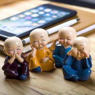 Bộ chú tiểu Tứ Không - tráng men gốm cao cấp | Không nói | Không nghe| không thấy| không làm