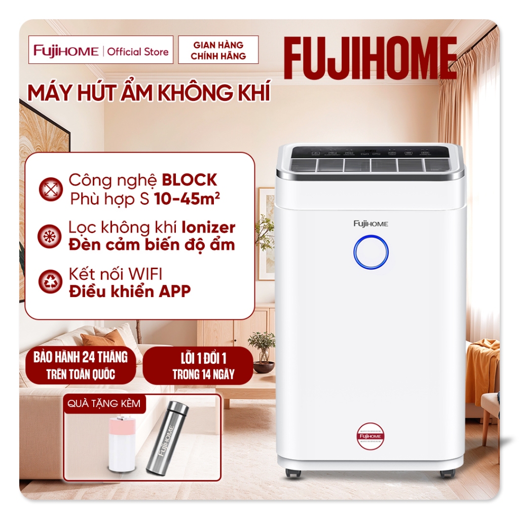 Máy hút ẩm công suất lớn 25L/ngày bằng máy nén cao cấp Nhập Khẩu Fujihome kết nối Wifi, lọc không khí thông minh đa năng | BigBuy360 - bigbuy360.vn