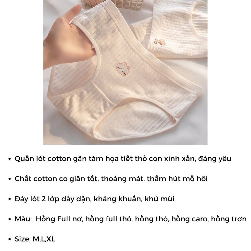 SET 3-5 Quần lót nữ cotton gân tăm dày dặn thấm hút tốt cạp vừa tôn dáng ôm mông gợi cảm LANIXA L566