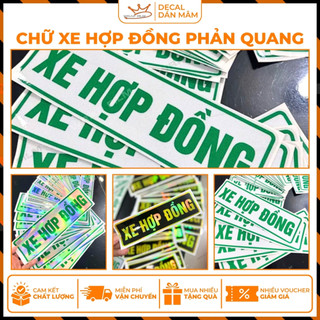 Chữ XE HỢP ĐỒNG phản quang, crom 7 màu, Decal trang trí ô tô chữ XE HỢP ĐỒNG - giá 1 tem
