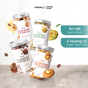 Cookies Hạnh Nhân Nguyên Cám 4 Vị Choco, Matcha, Cranberry, Cafe - Cookie Ăn Vặt Chuẩn Healthy HeBekery
