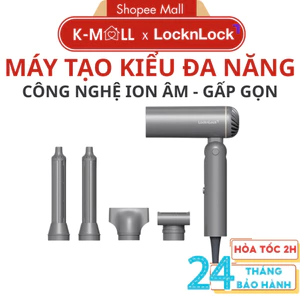 Máy Sấy Tạo Kiểu Tóc Gấp Gọn LocknLock Foldable Hair Styling Dryer ENA626GRY Xám, Ion âm - K-MALL