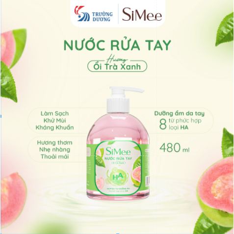 Nước rửa tay SiMee 480ml – Dưỡng ẩm mềm mịn với HA | Hương Hoa Anh Đào / Ổi Trà Xanh🧴