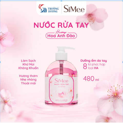 Nước rửa tay SiMee 480ml – Dưỡng ẩm mềm mịn với HA | Hương Hoa Anh Đào / Ổi Trà Xanh🧴