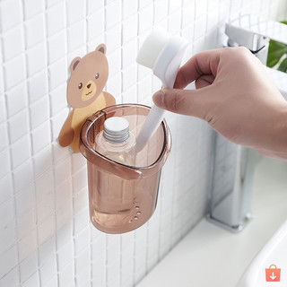 Combo 5 cốc gấu nâu dán tường đựng bàn chải kem đánh răng tiện lợi dễ thương #A61