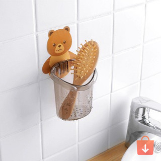 Combo 5 cốc gấu nâu dán tường đựng bàn chải kem đánh răng tiện lợi dễ thương #A61