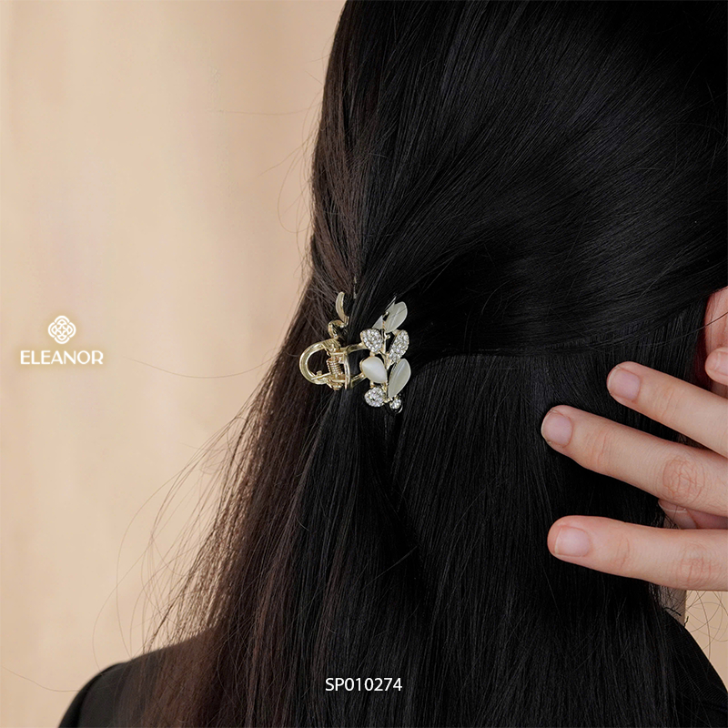 Kẹp tóc nữ càng cua Eleanor Accessories kẹp tóc thiết kế hình lá đính đá phụ kiện tóc 10274