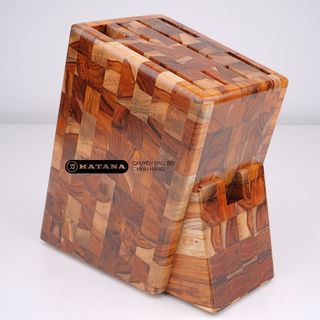 Hộp đựng dao bằng gỗ Teak thương hiệu KATANA màu tự nhiên - DD02
