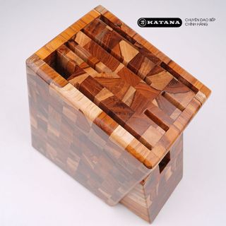 Hộp đựng dao bằng gỗ Teak thương hiệu KATANA màu tự nhiên - DD02