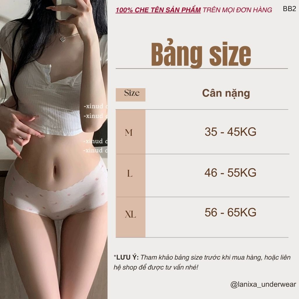 SET 3-4 Quần lót nữ su đúc mềm mịn thoáng khí cạp vừa ôm mông quyến rũ kiểu dáng basic LANIXA L618