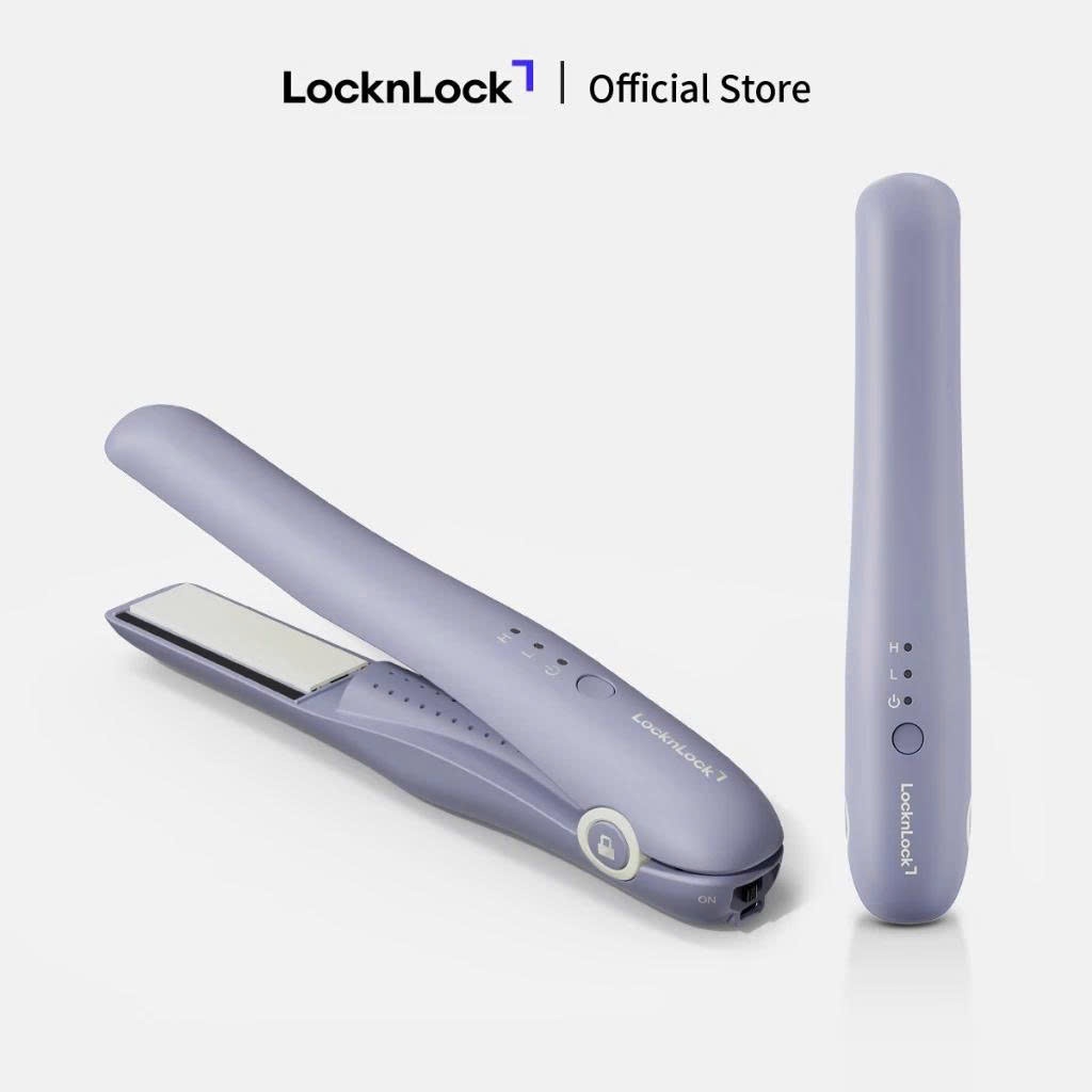 Máy Duỗi Tóc Mini Không Dây LocknLock Cordless Hair Straightener ENA224PUP Màu Tím, Thiết Kế Nhỏ Gọn - K-MALL