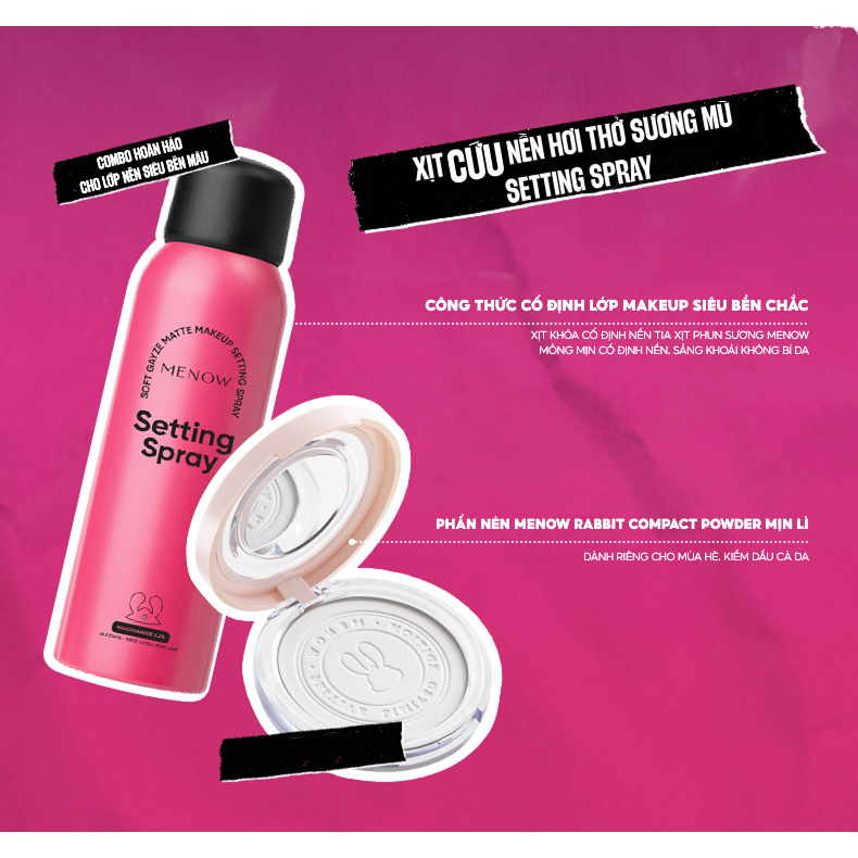 [KOL x MENOW] Xịt Khóa Nền Lâu Trôi Cấp Ẩm MENOW SETTING SPRAY 100ml