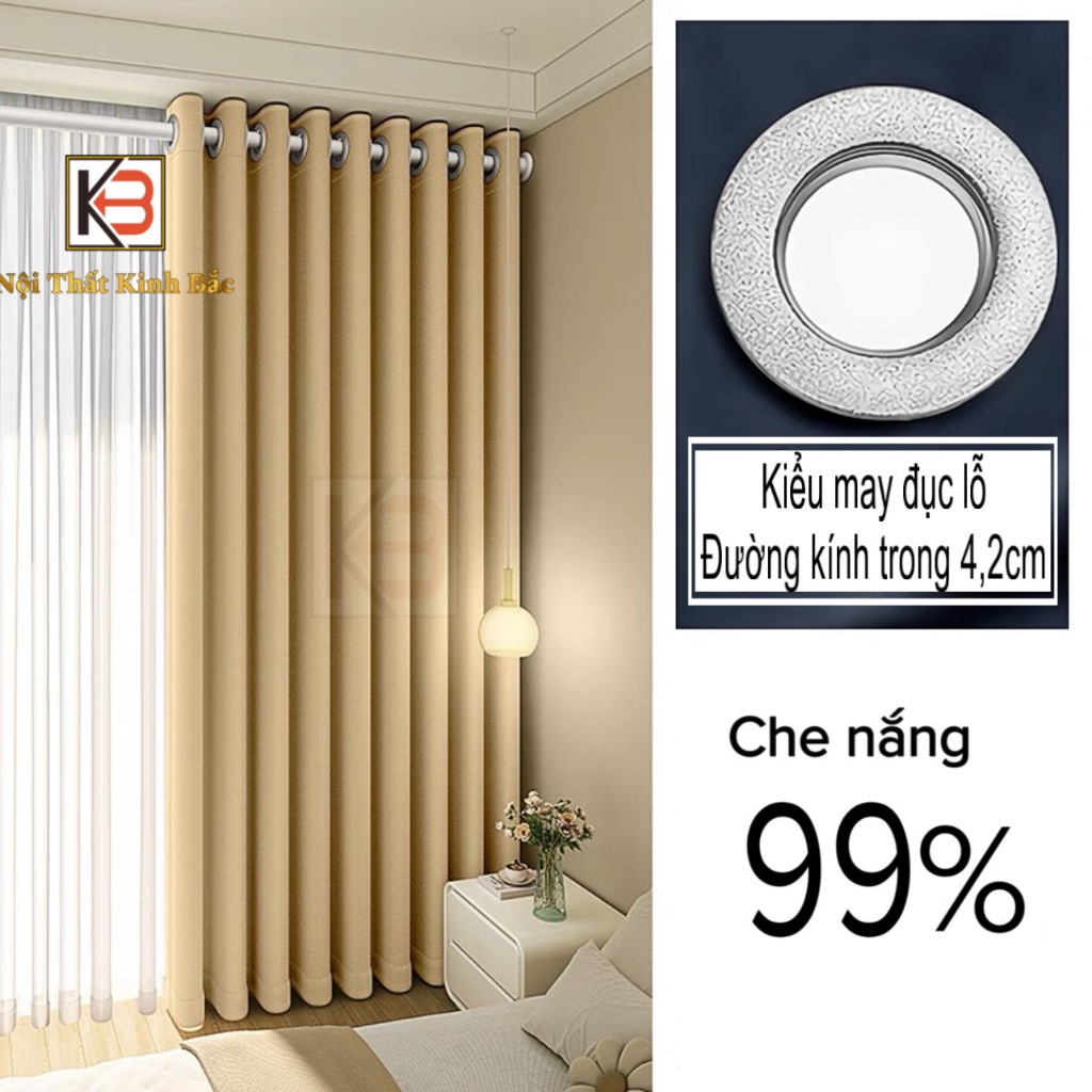 Một Tấm Rèm cửa KB03 Móc khoen tròn,Rèm vải thô dệt 5 lớp phân khúc cản ...